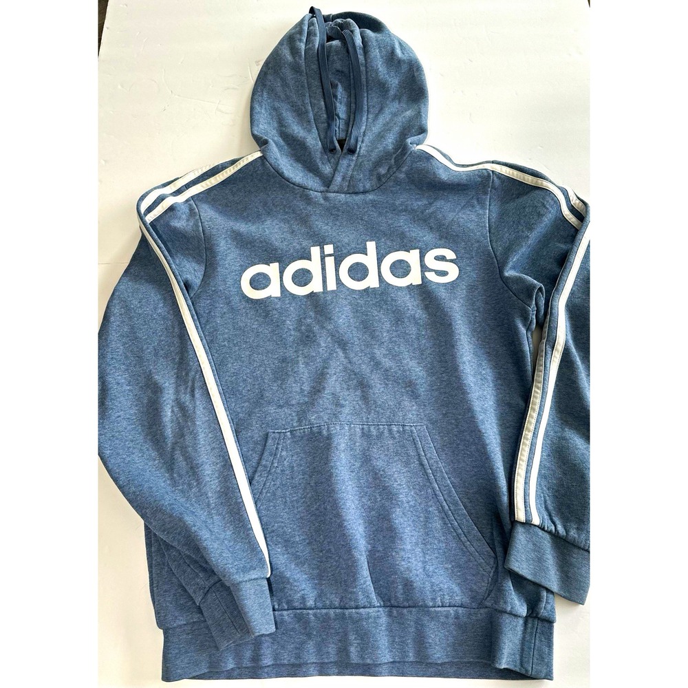 adidas Men's Pullover Hoodie w/ Pockets Blue Solid Long Sleeve Size S